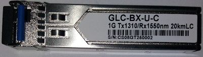 GLCBXU -20-> SFP 1 GBPS MONO BIDI 1310/1550-20 KM