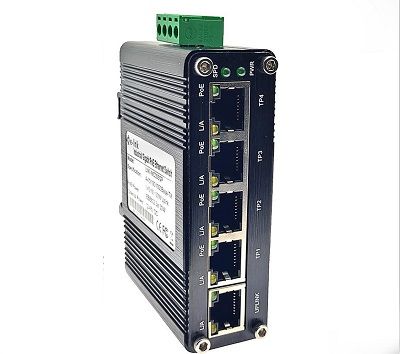 Sw. Ind  PoE, Boost 12v 5x10/100/1000TX 4 PoE