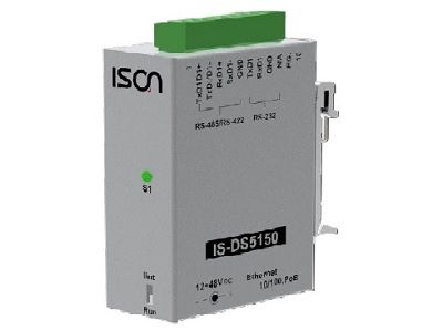 IS-DS5150:  RS232/422/485 TO 10/100TX, DIN RAIL