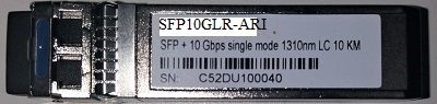 SFP10GLR-ARI:      10G ARISTA, SM 1310NM, 10KM, LC
