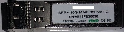 SFP10GSR-ARI:      10GB MM 850NM, LC, COMP. ARISTA