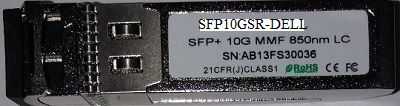 SFP10GSR-DELL:  10G, MM, 850NM, LC, COMP. DELL