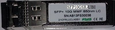 SFP10GSR-UBI:       10G MM 850NM LC COMP. UBIQUITI