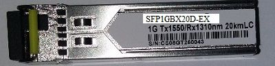 SFP1GBX20D-EX:    1G BIDI TX1550/RX1310NM 20KM LC 